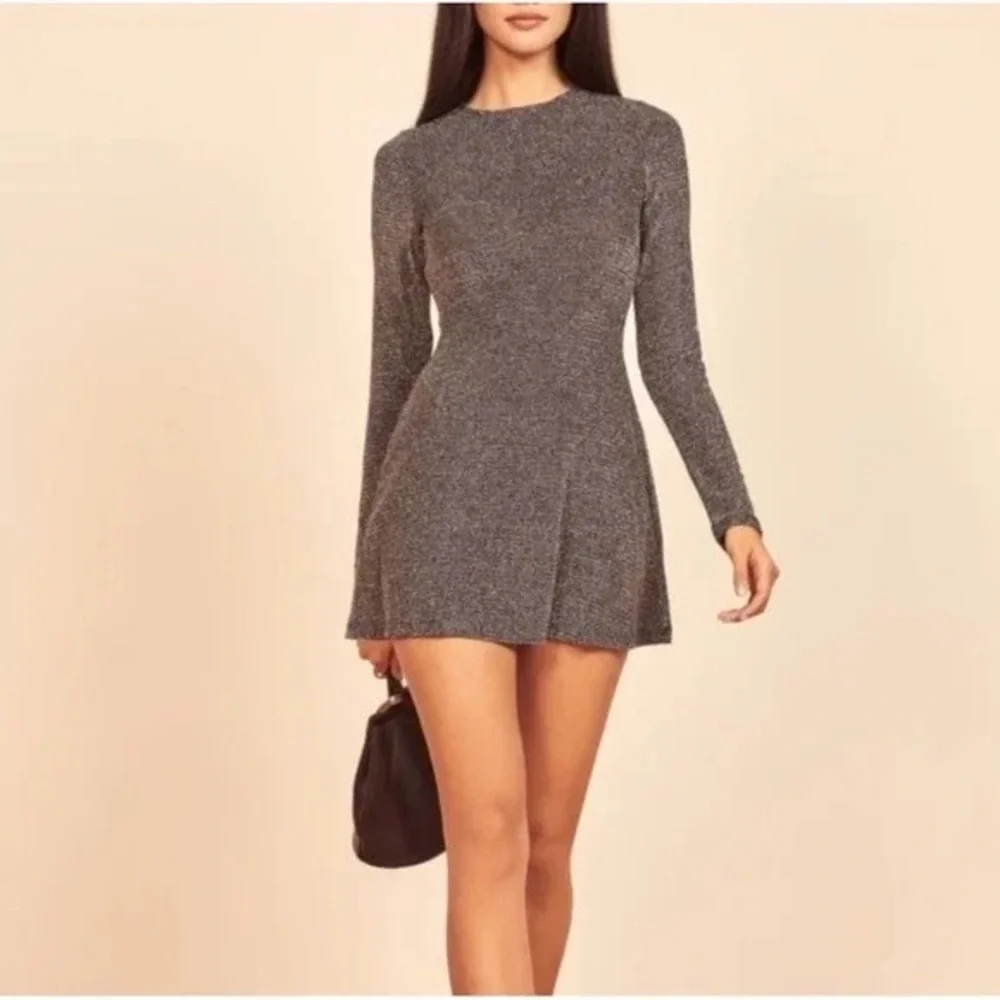 Reformation Riley Silver Metallic Long Sleeve Mini Dress – XS - Picture 6 of 7
